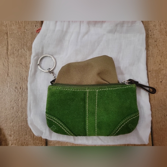 Vintage COACH green suede crossbody and card case*does NOT come w Coach dust bag - Picture 8 of 9